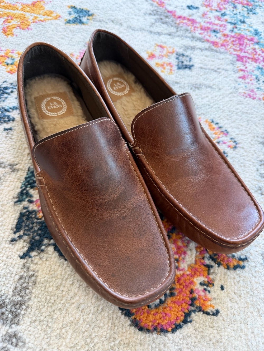 LB Evans Alton Driving Moccasin Slipper Leather Shearling Men’s 11 L.B.
